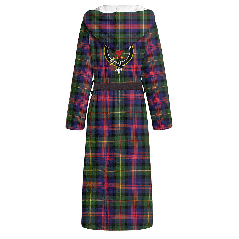 Scottish Logan Modern Clan Badge Tartan Flannel Hooded Bathrobe - Image 3