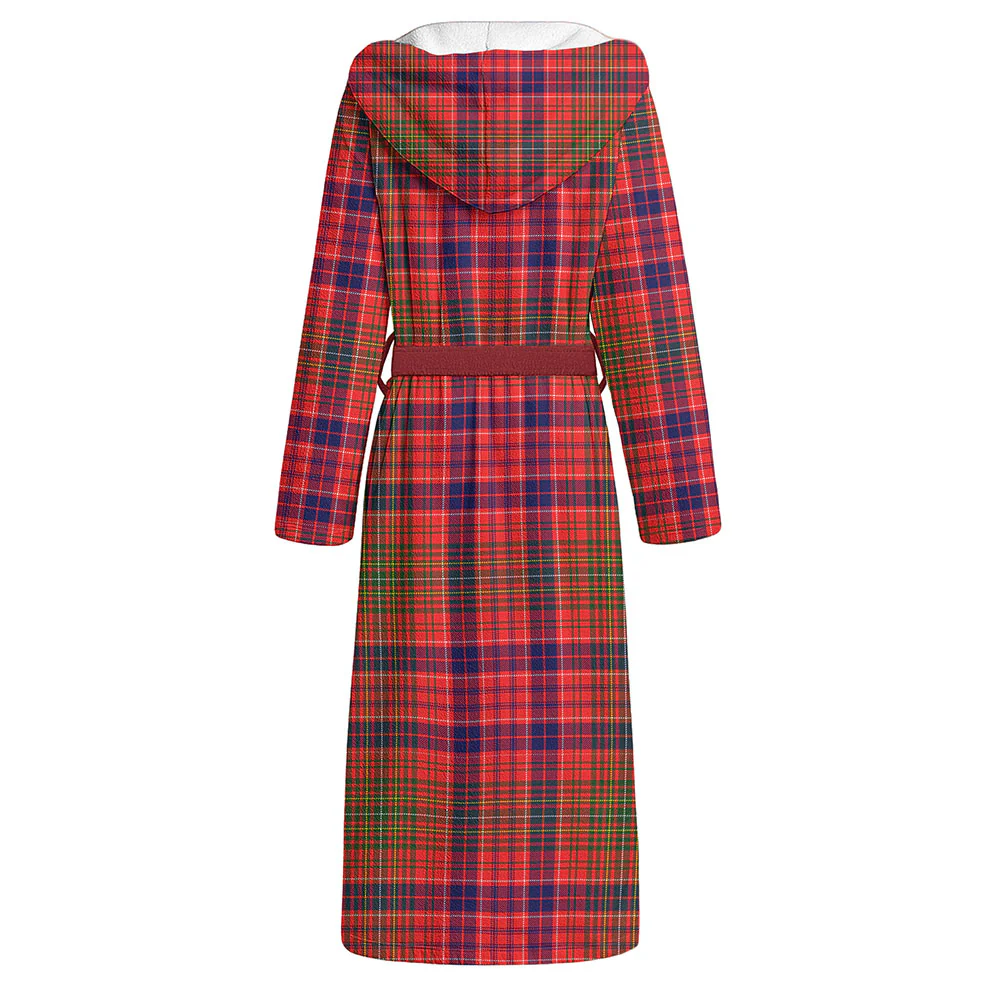Scottish Lumsden Modern Clan Badge Tartan Flannel Hooded Bathrobe - Image 2