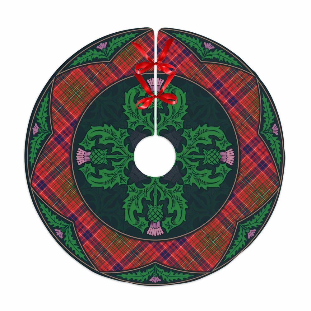 Scottish Lumsden Modern Tartan Christmas Tree Skirt Old Scottish Thistle Flower