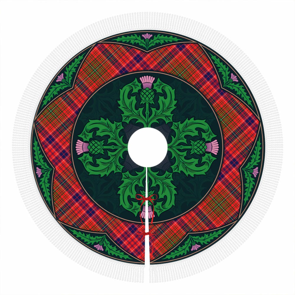 Scottish Lumsden Modern Tartan Christmas Tree Skirt Old Scottish Thistle Flower - Image 4