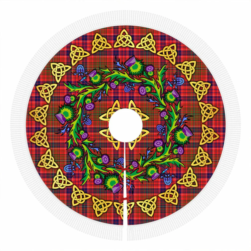 Scottish Lumsden Modern Tartan Thistle Celtic Knot Christmas Tree Skirt - Image 4