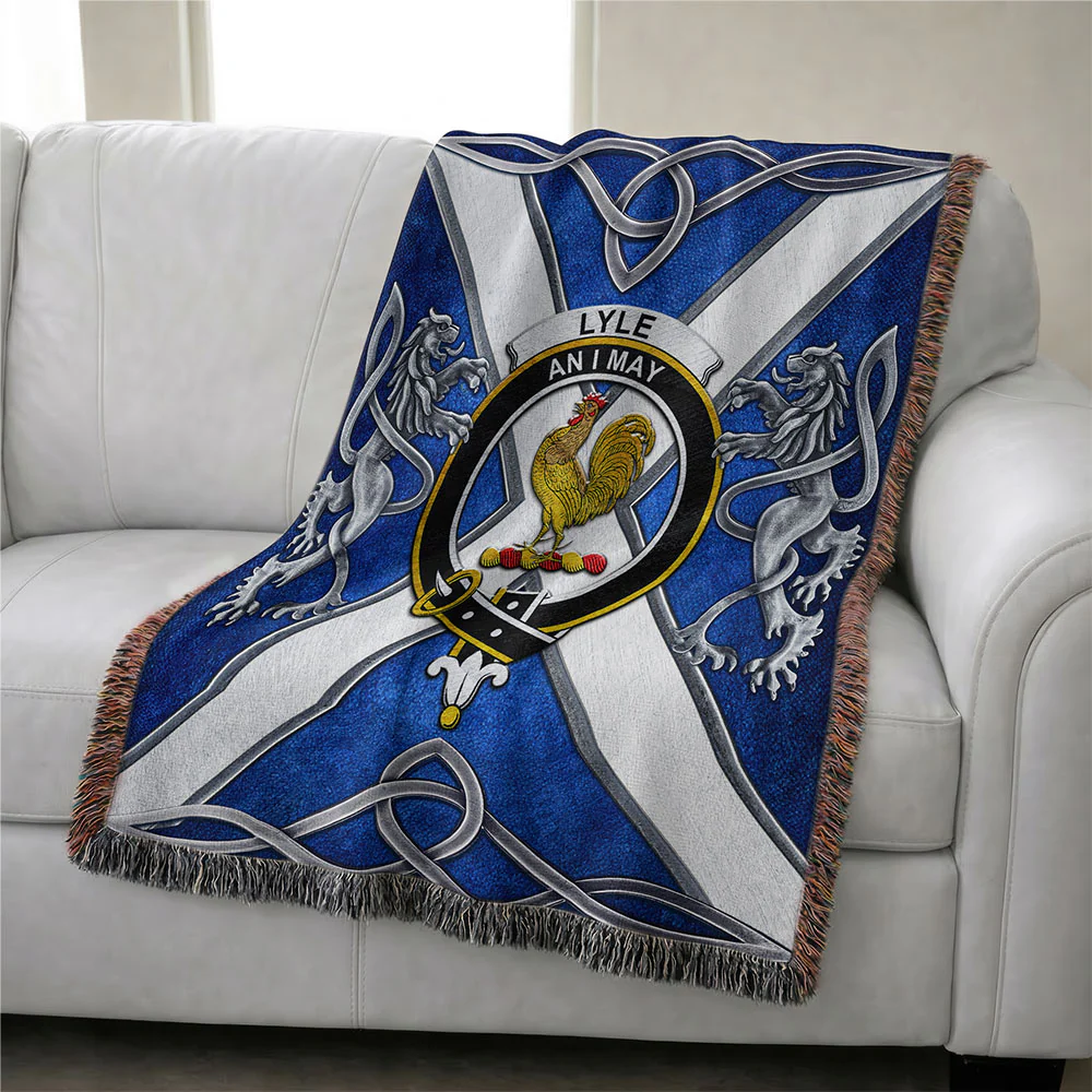 Scottish Lyle Clan Badge Woven Blanket Silver Rampant Lion Emblem - Image 3