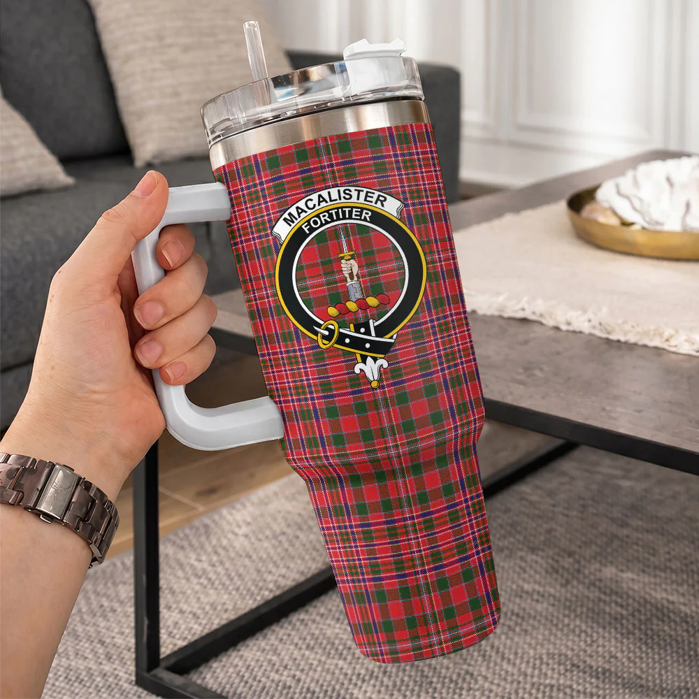 Scottish MacAlister Modern Clan Badge Tartan 40oz Tumbler - Image 10