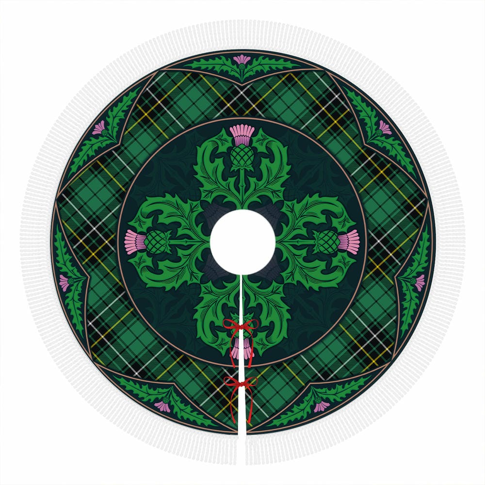Scottish MacAlpine Ancient Tartan Christmas Tree Skirt Old Scottish Thistle Flower - Image 4