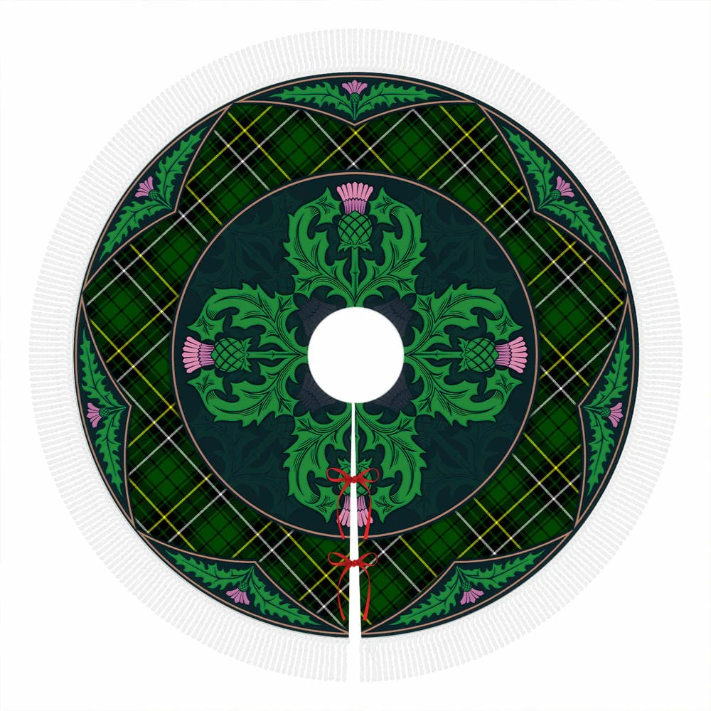 Scottish MacAlpine Modern Tartan Christmas Tree Skirt Old Scottish Thistle Flower - Image 4