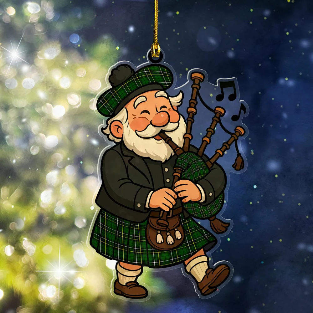 Scottish MacAlpine Modern Tartan Ornament Scottish Santa In Kilt