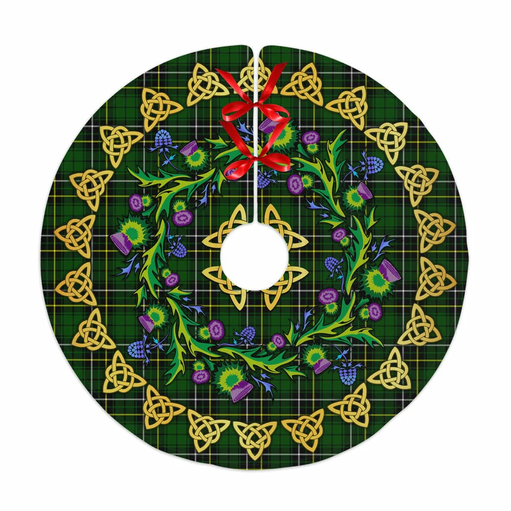 Scottish MacAlpine Modern Tartan Thistle Celtic Knot Christmas Tree Skirt