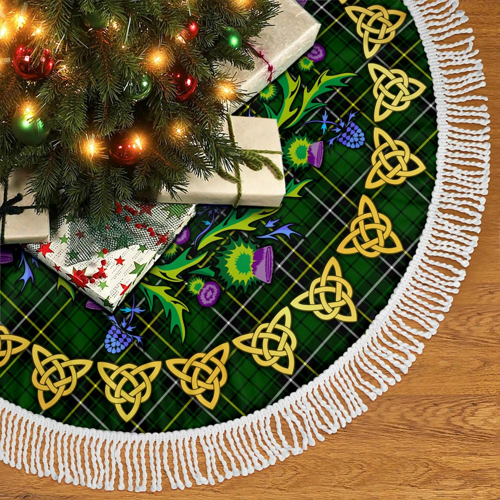 Scottish MacAlpine Modern Tartan Thistle Celtic Knot Christmas Tree Skirt - Image 4