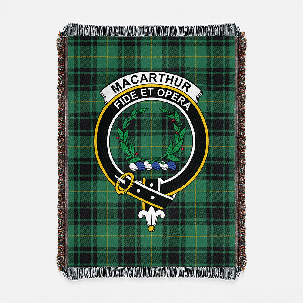 Scottish MacArthur Ancient Clan Badge Tartan Woven Blanket - Image 2
