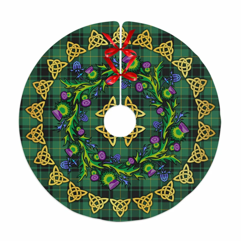 Scottish MacArthur Ancient Tartan Thistle Celtic Knot Christmas Tree Skirt