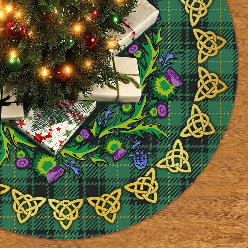 Scottish MacArthur Ancient Tartan Thistle Celtic Knot Christmas Tree Skirt - Image 2