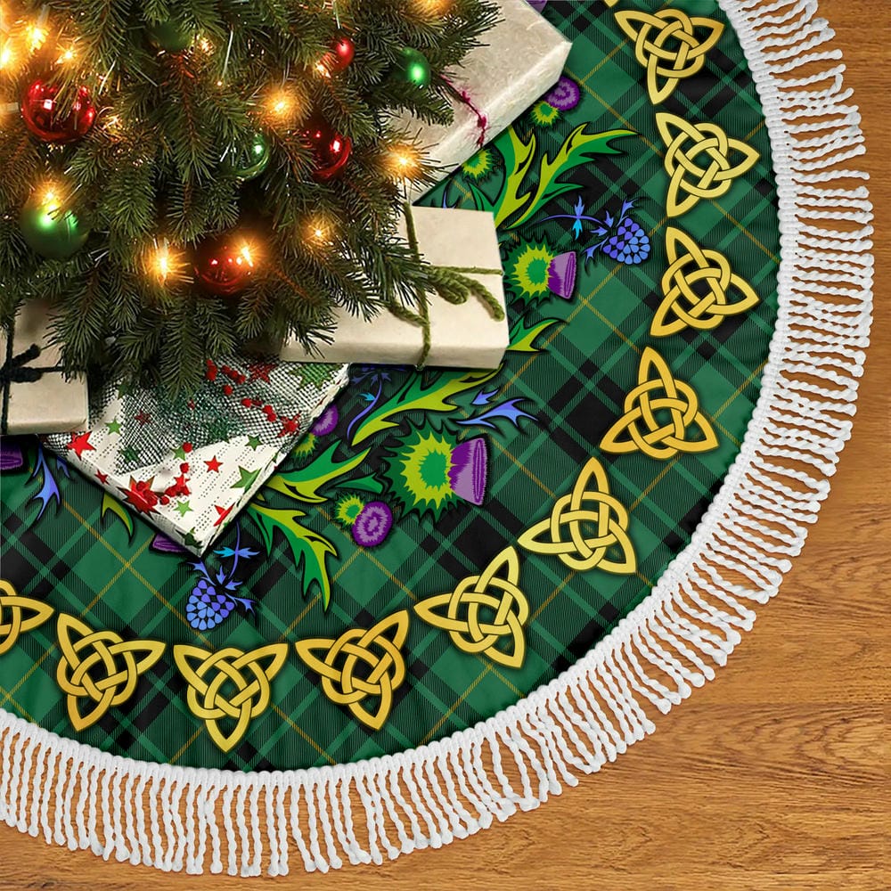Scottish MacArthur Ancient Tartan Thistle Celtic Knot Christmas Tree Skirt - Image 5