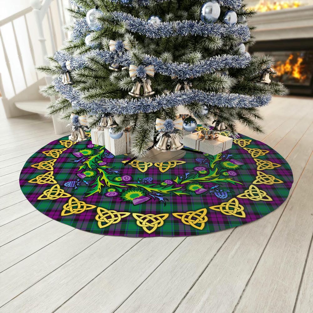 Scottish MacArthur - Milton Tartan Thistle Celtic Knot Christmas Tree Skirt - Image 3