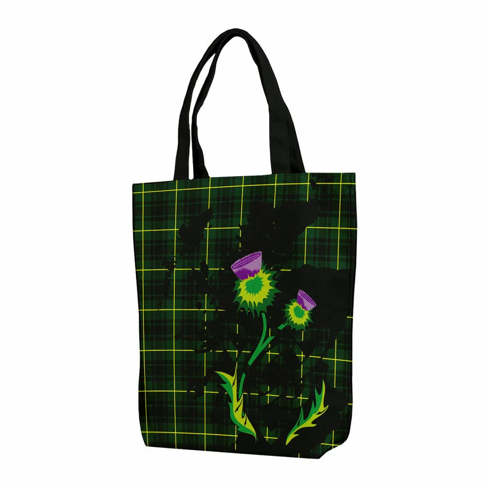 Scottish MacArthur Modern Tartan Canvas Bag With Shoulder Strap With Thistle