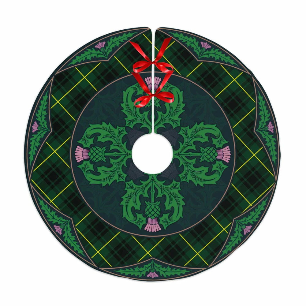 Scottish MacArthur Modern Tartan Christmas Tree Skirt Old Scottish Thistle Flower