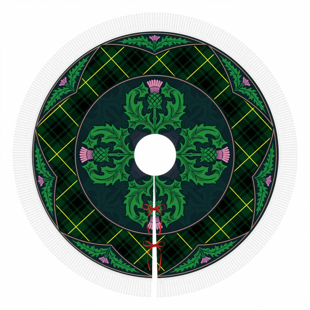 Scottish MacArthur Modern Tartan Christmas Tree Skirt Old Scottish Thistle Flower - Image 4