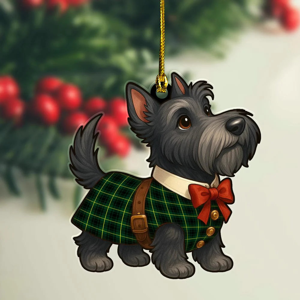 Scottish MacArthur Modern Tartan Ornament Scottie Dog