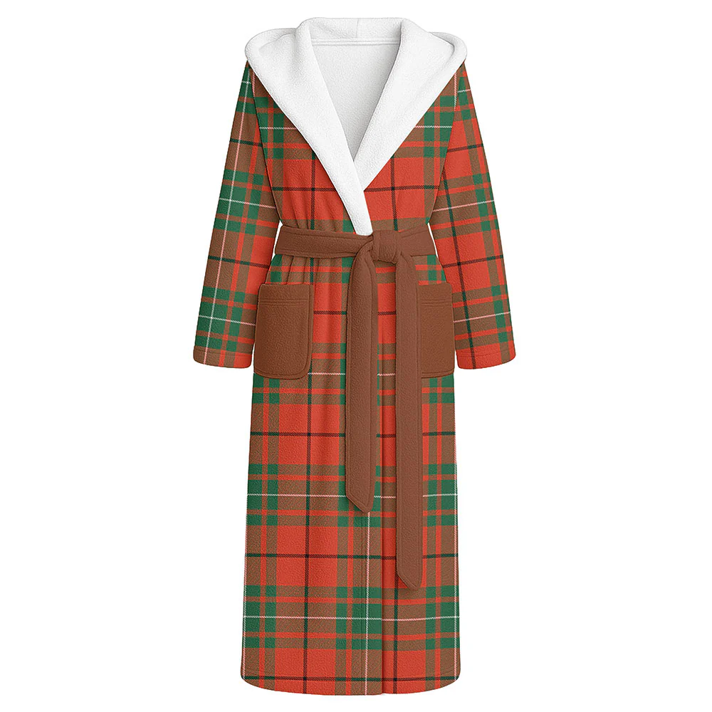 Scottish MacAulay Ancient Clan Badge Tartan Flannel Hooded Bathrobe