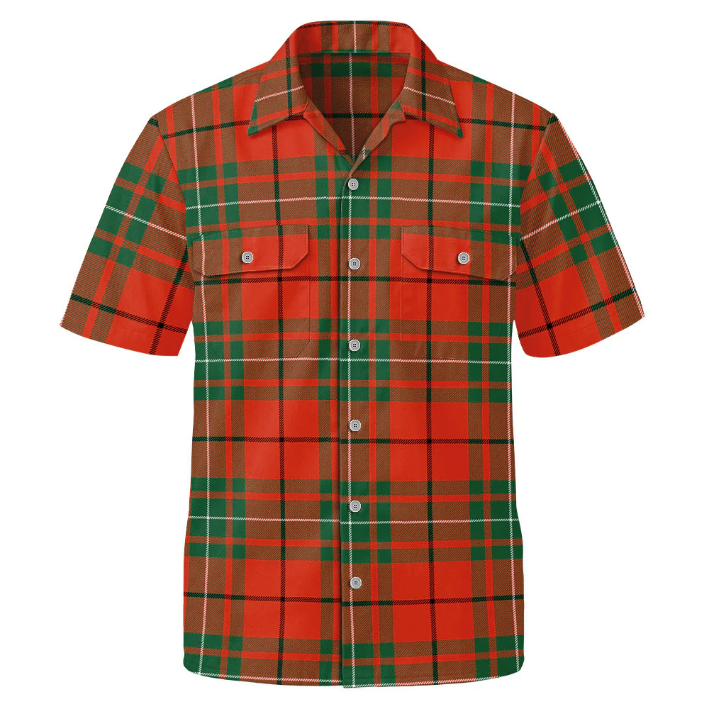 Scottish MacAulay Ancient Clan Badge Tartan Short Sleeve Work Shirt