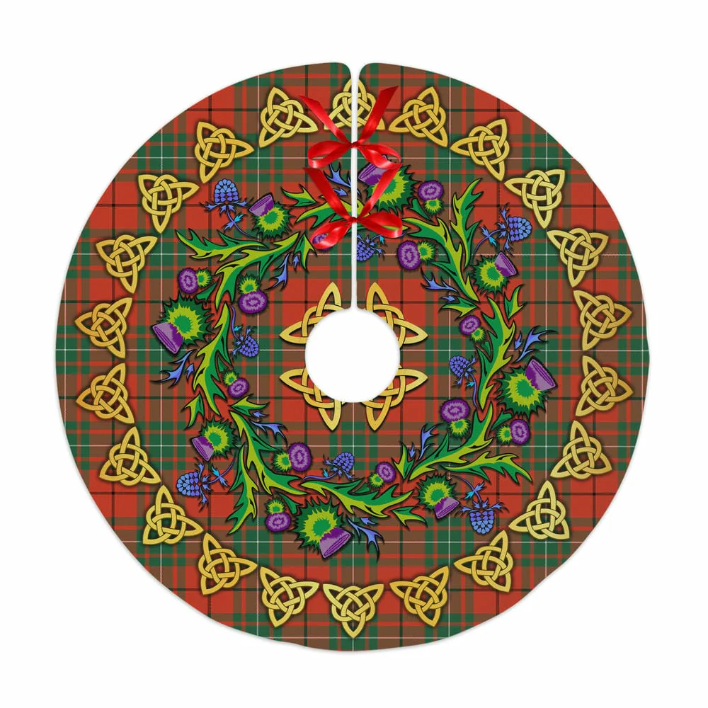 Scottish MacAulay Ancient Tartan Thistle Celtic Knot Christmas Tree Skirt