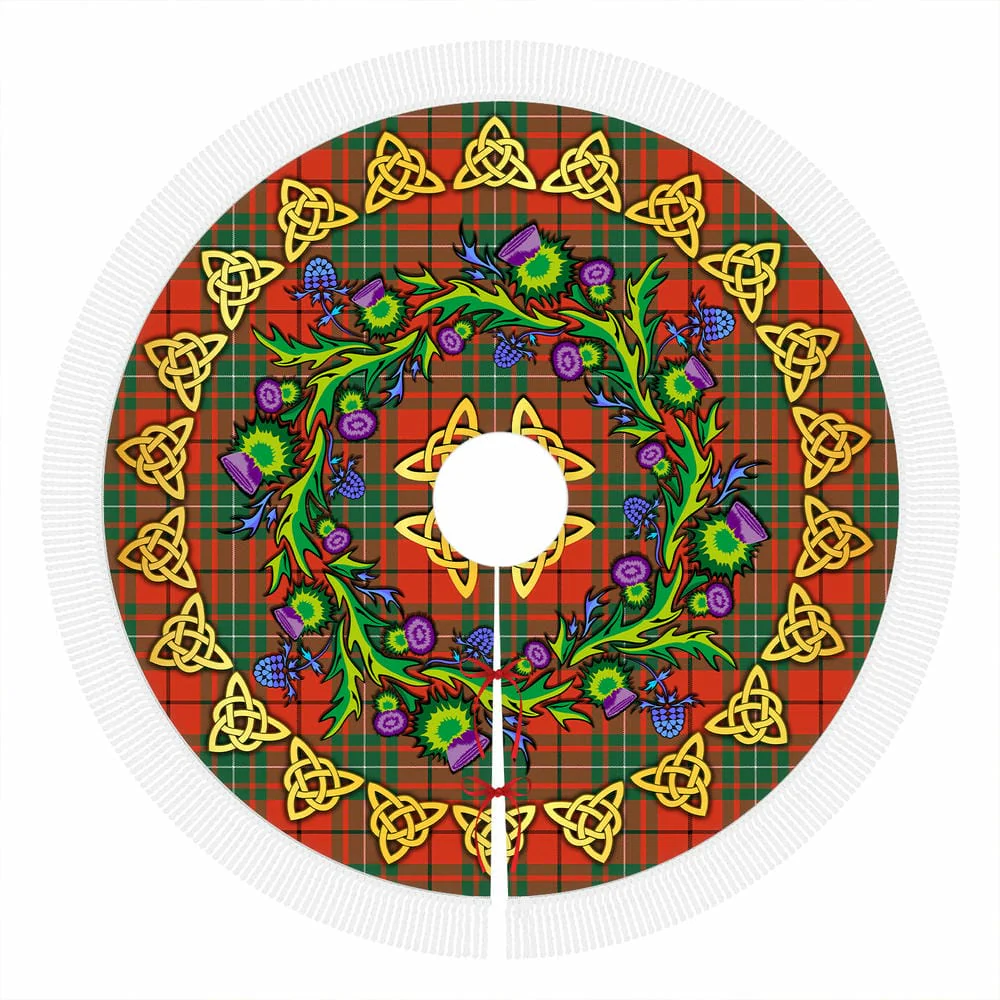 Scottish MacAulay Ancient Tartan Thistle Celtic Knot Christmas Tree Skirt - Image 4