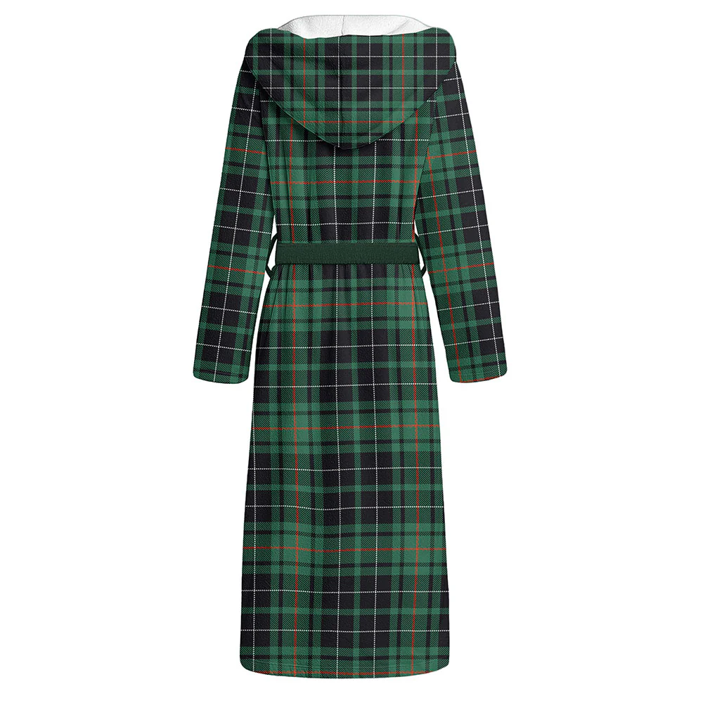 Scottish MacAulay Hunting Ancient Clan Badge Tartan Flannel Hooded Bathrobe - Image 2