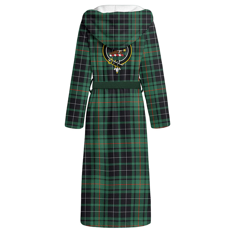 Scottish MacAulay Hunting Ancient Clan Badge Tartan Flannel Hooded Bathrobe - Image 3