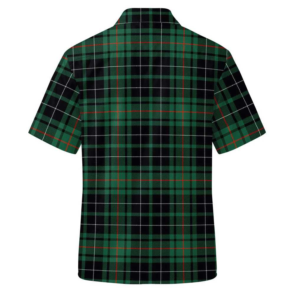 Scottish MacAulay Hunting Ancient Clan Badge Tartan Short Sleeve Work Shirt - Image 3