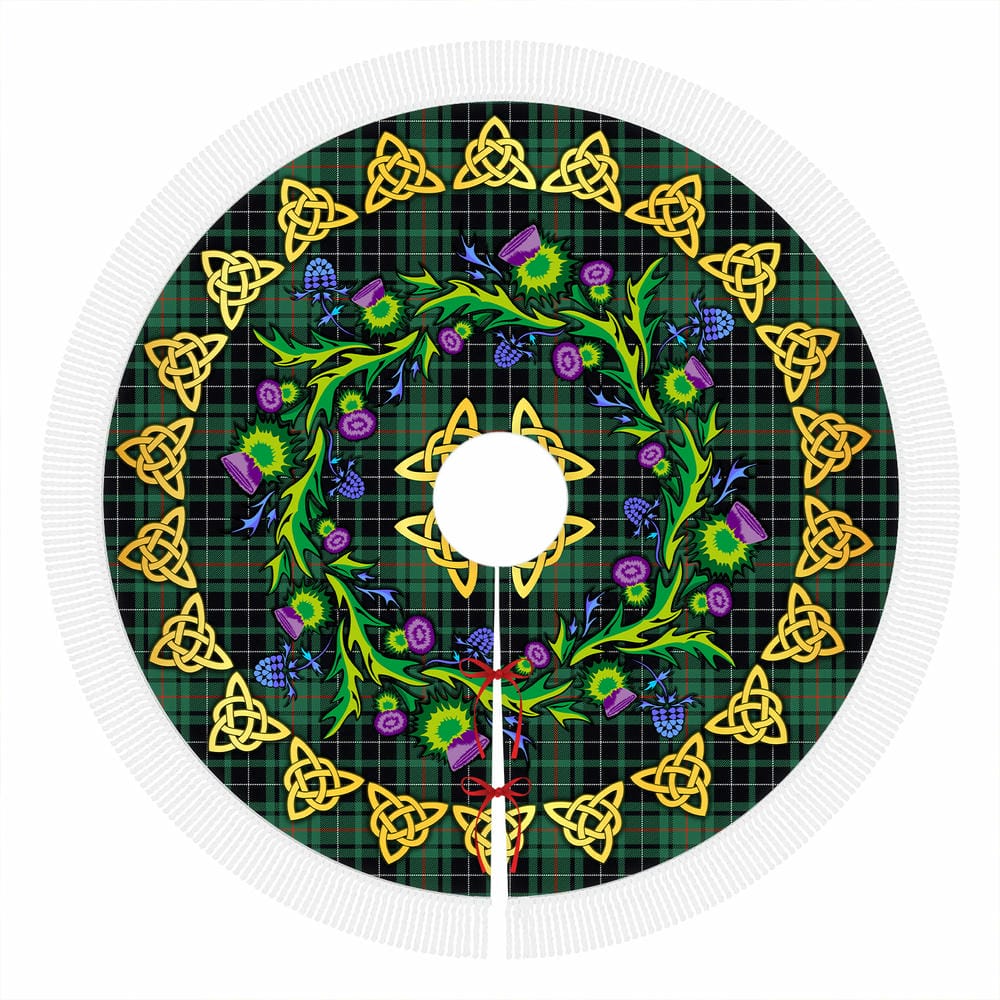 Scottish MacAulay Hunting Ancient Tartan Thistle Celtic Knot Christmas Tree Skirt - Image 4
