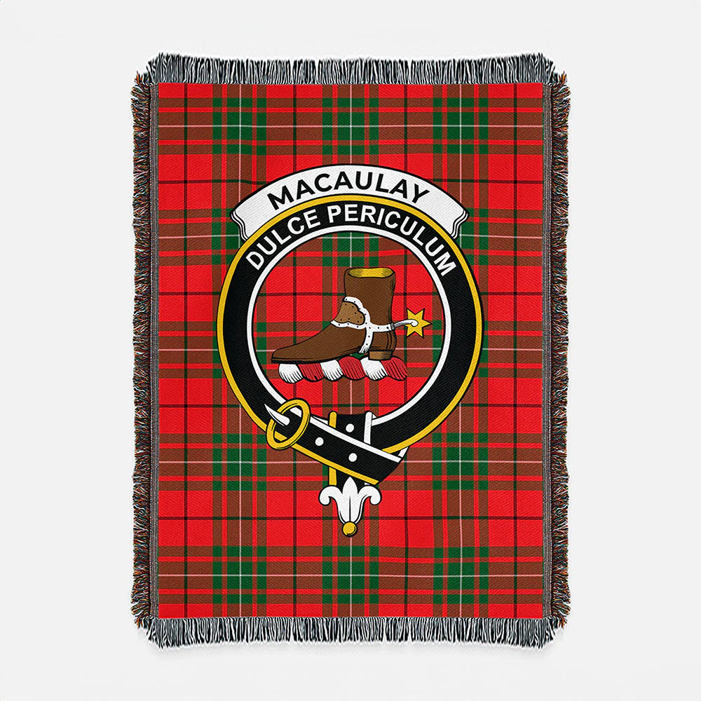 Scottish MacAulay Modern Clan Badge Tartan Woven Blanket - Image 2