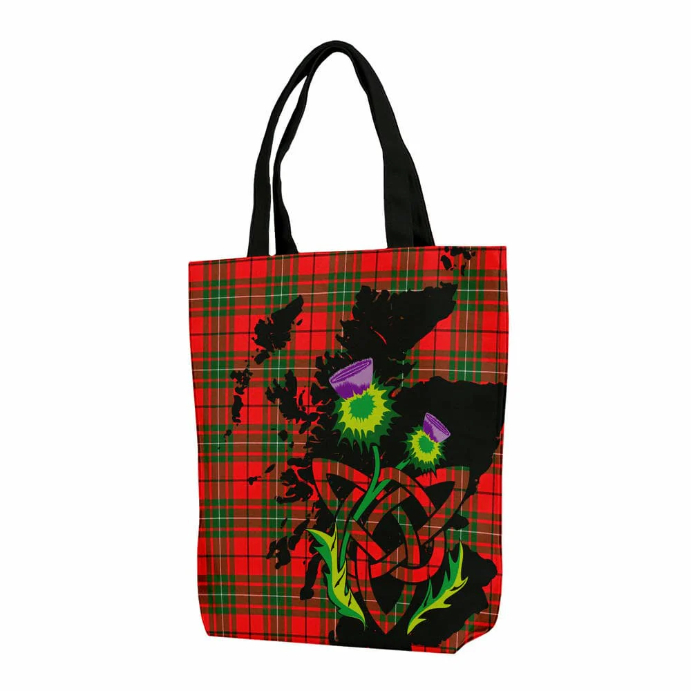 Scottish MacAulay Modern Tartan Canvas Bag With Shoulder Strap With Thistle