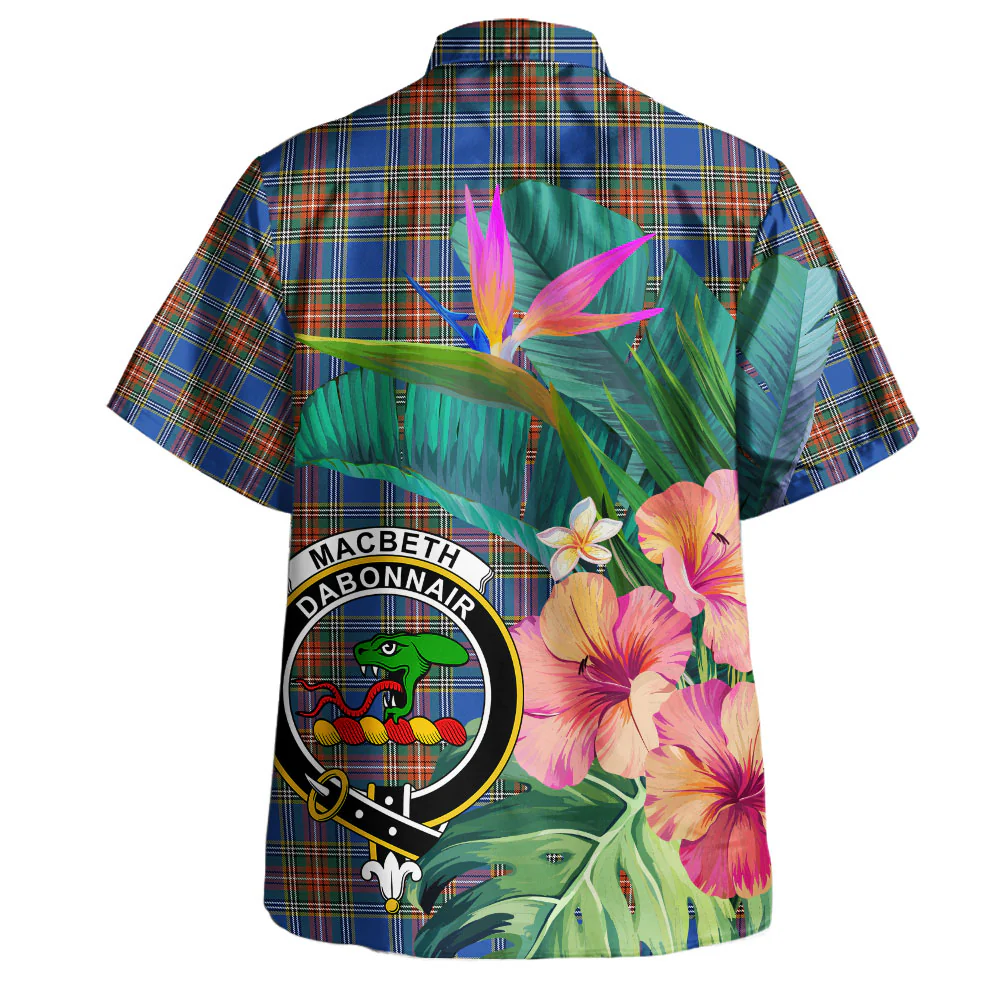 Scottish MacBeth Ancient Clan Badge Tartan Hawaiian Shirt Bouquet Tropical Style - Image 3