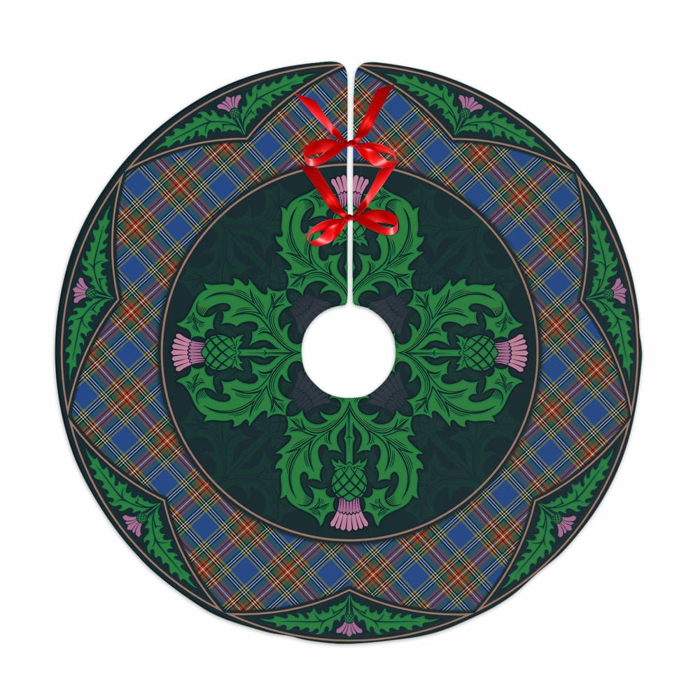Scottish MacBeth Ancient Tartan Christmas Tree Skirt Old Scottish Thistle Flower