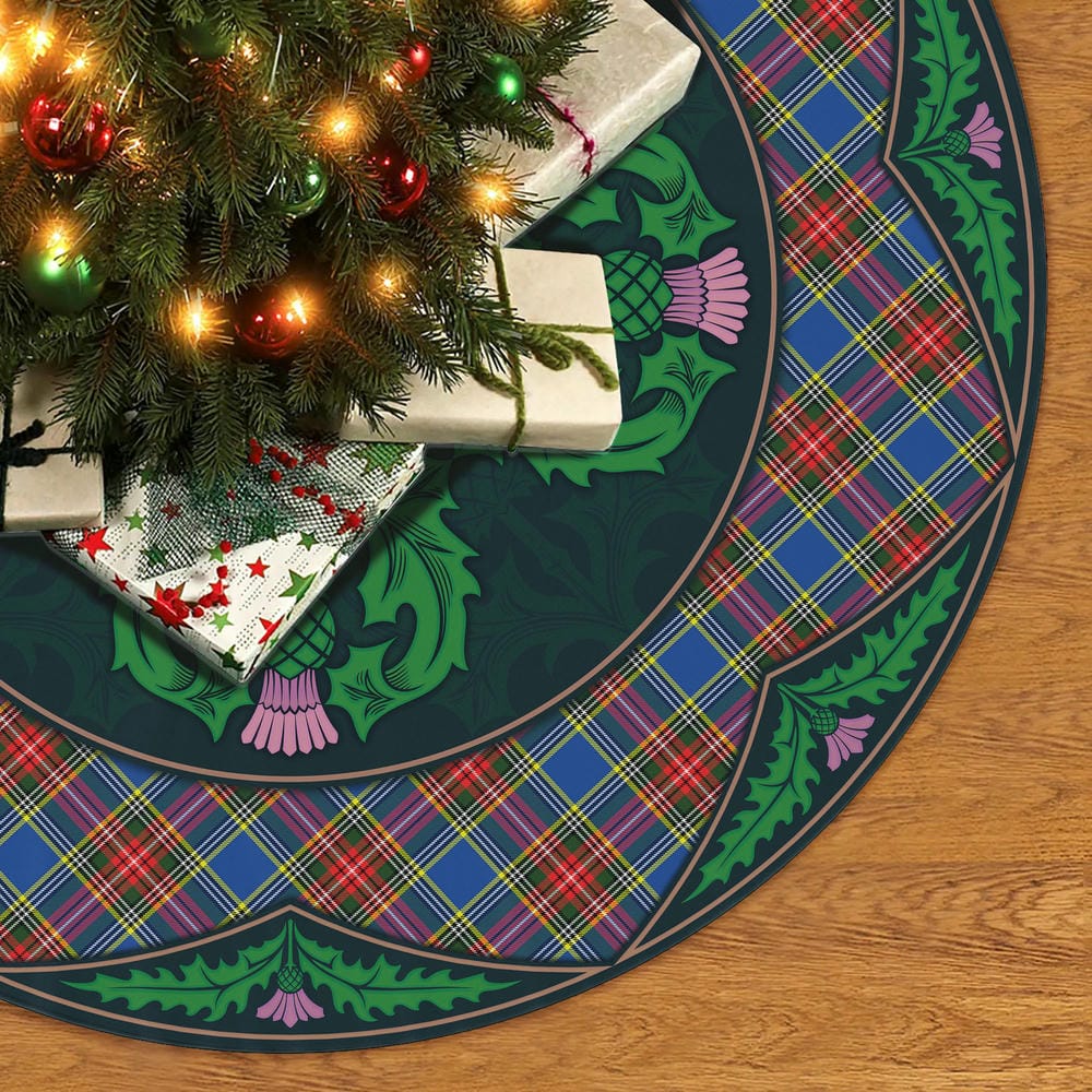 Scottish MacBeth Modern Tartan Christmas Tree Skirt Old Scottish Thistle Flower - Image 2