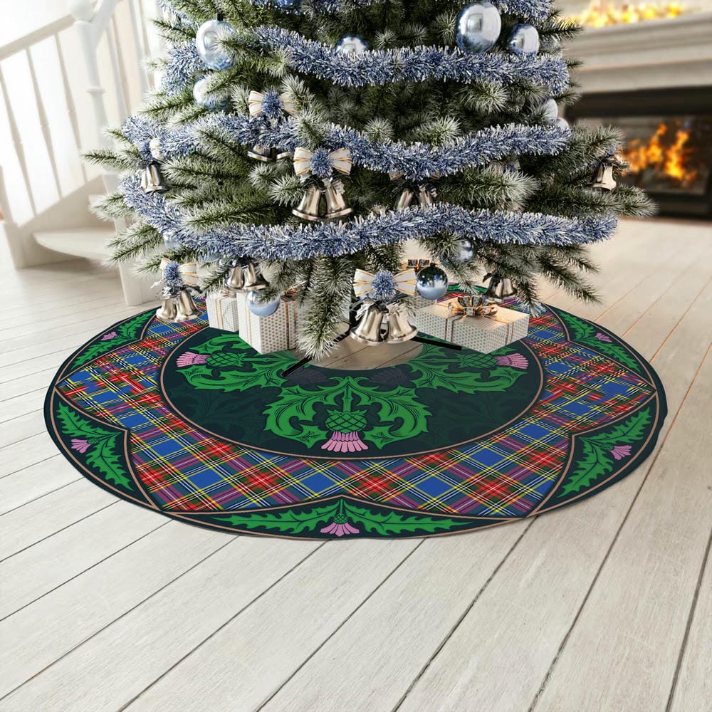 Scottish MacBeth Modern Tartan Christmas Tree Skirt Old Scottish Thistle Flower - Image 3