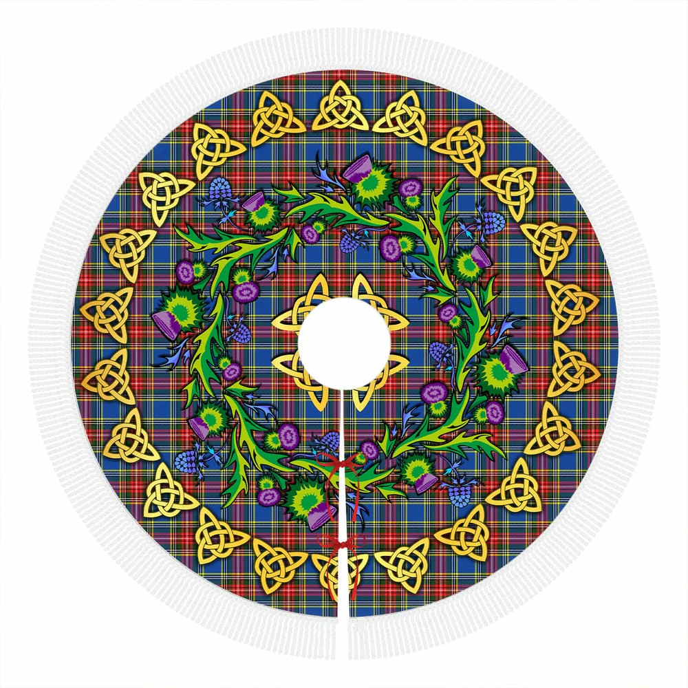 Scottish MacBeth Modern Tartan Thistle Celtic Knot Christmas Tree Skirt - Image 4