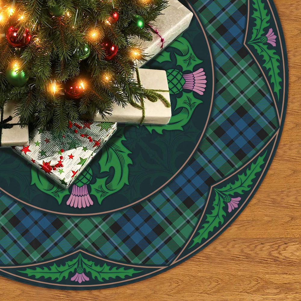 Scottish MacCallum Ancient Tartan Christmas Tree Skirt Old Scottish Thistle Flower - Image 2