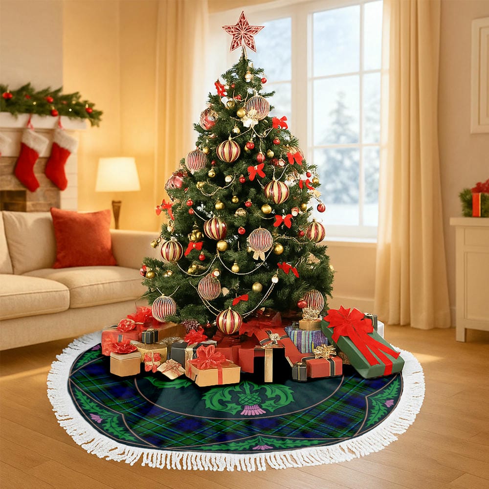 Scottish MacCallum Modern Tartan Christmas Tree Skirt Old Scottish Thistle Flower - Image 6