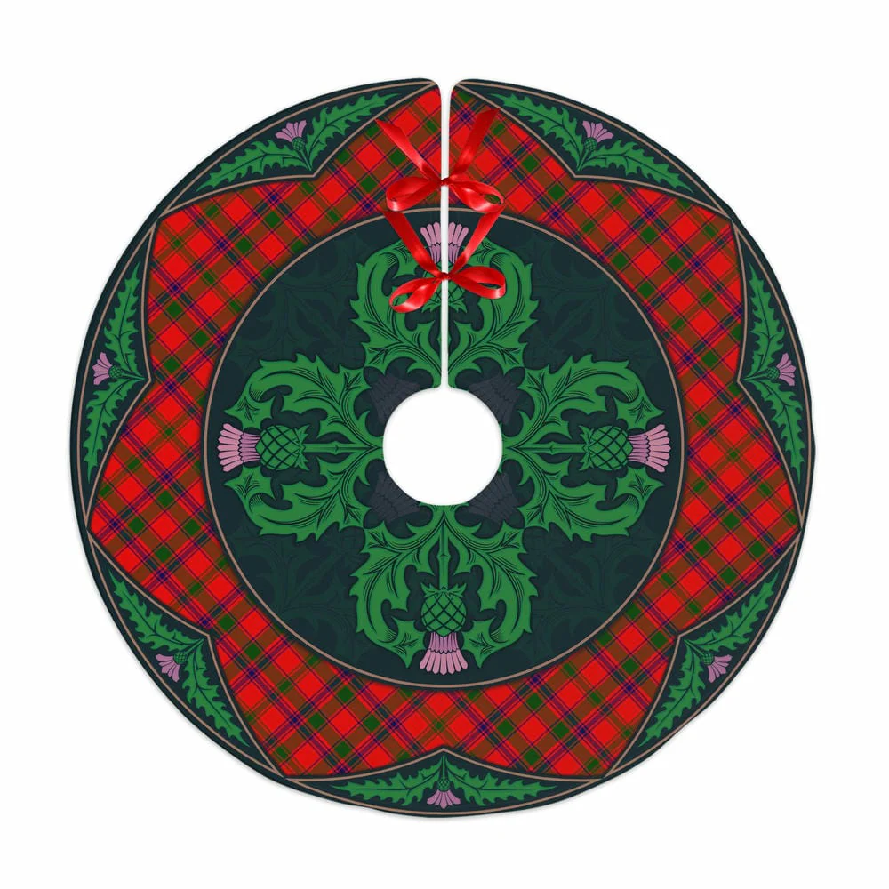 Scottish MacColl Modern Tartan Christmas Tree Skirt Old Scottish Thistle Flower