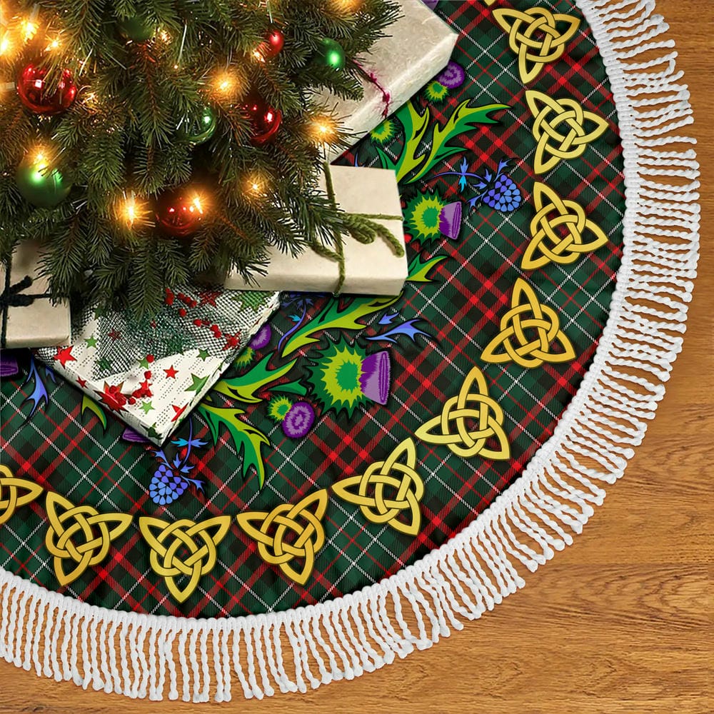 Scottish MacDiarmid Modern Tartan Thistle Celtic Knot Christmas Tree Skirt - Image 5