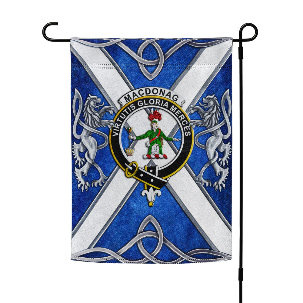 Scottish MacDonagh Clan Badge Garden Flag Silver Rampant Lion Emblem