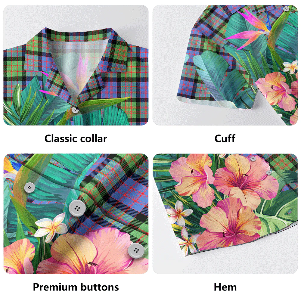Scottish MacDonald Ancient Clan Badge Tartan Hawaiian Shirt Bouquet Tropical Style - Image 5