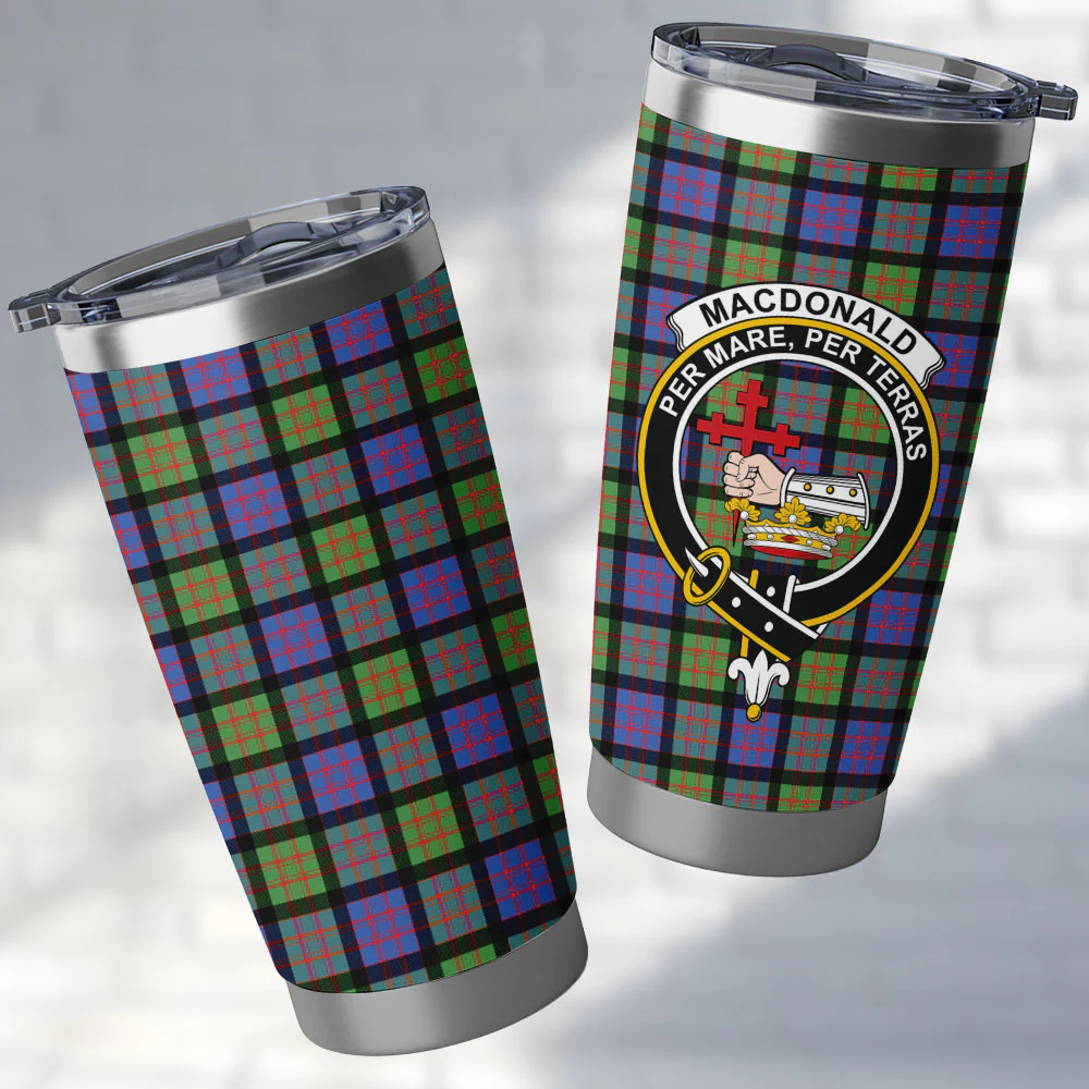 Scottish MacDonald Ancient Clan Badge Tartan Tumbler