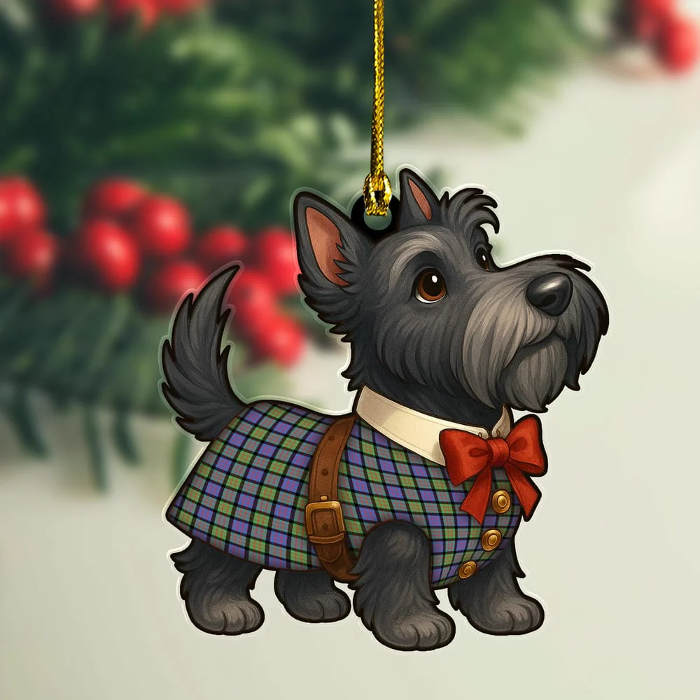 Scottish MacDonald Ancient Tartan Ornament Scottie Dog