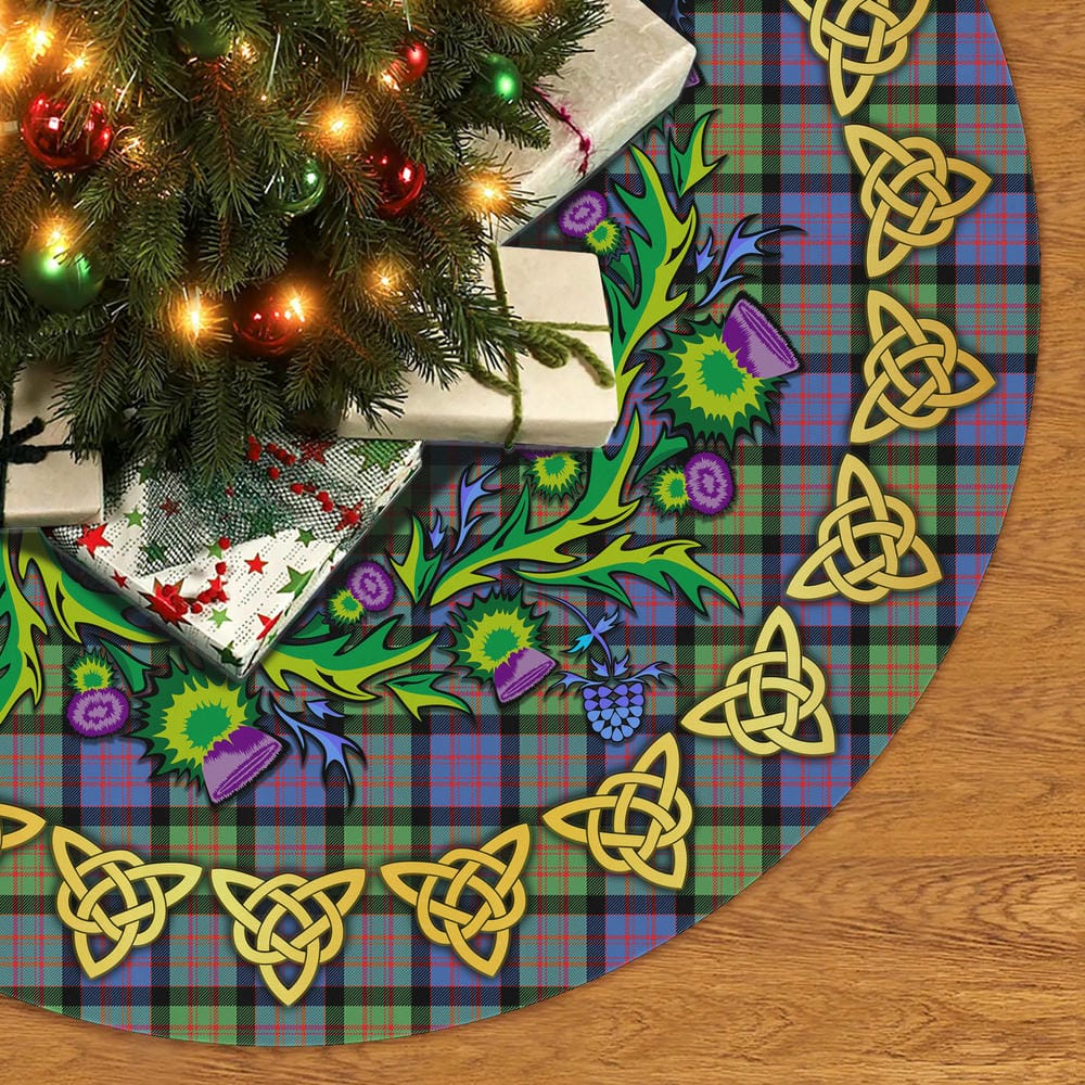Scottish MacDonald Ancient Tartan Thistle Celtic Knot Christmas Tree Skirt - Image 2