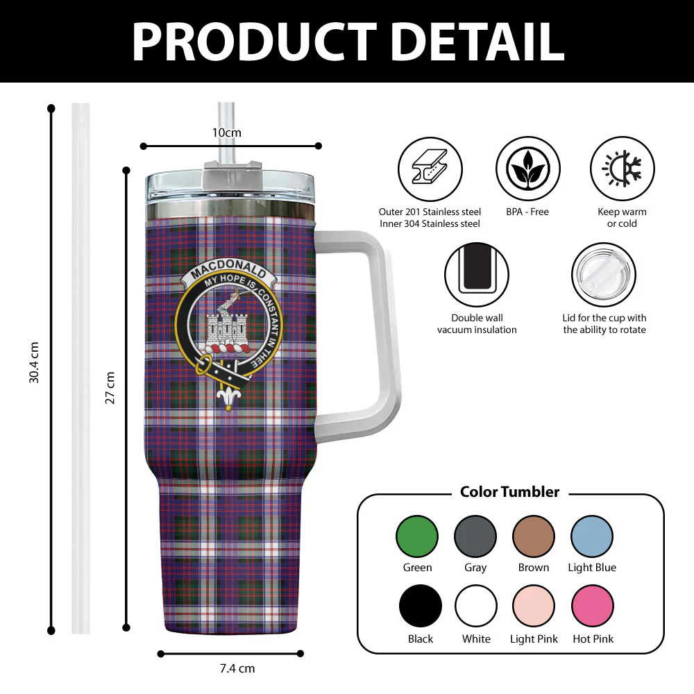 Scottish MacDonald Dress Modern Clan Badge Tartan 40oz Tumbler - Image 2