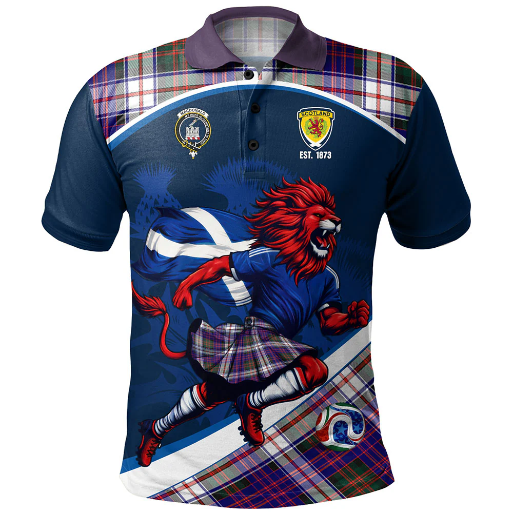 Scottish MacDonald Dress Modern Clan Badge Tartan Polo Shirt Scotland Lion Brave Highland Spirit