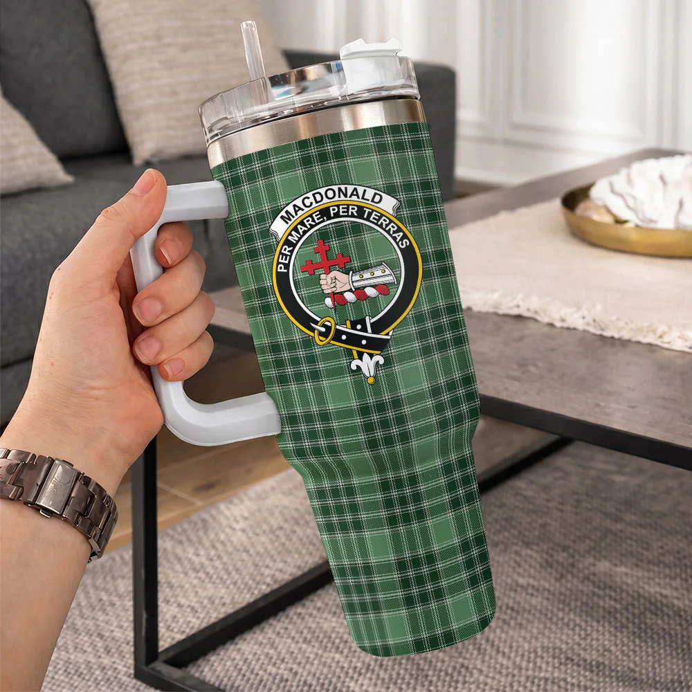 Scottish MacDonald Lord of the Isles Hunting Clan Badge Tartan 40oz Tumbler - Image 10