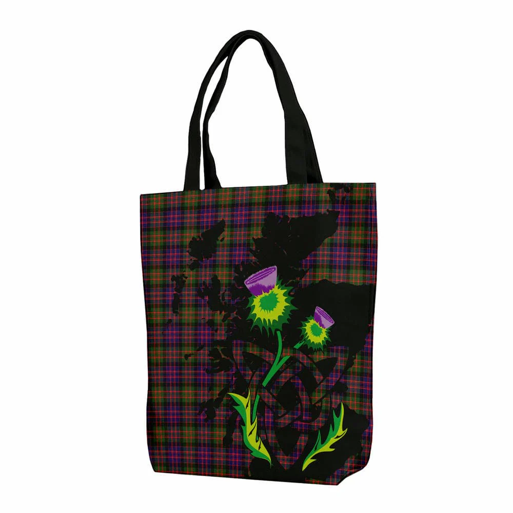 Scottish MacDonald Modern Tartan Canvas Bag With Shoulder Strap With Thistle