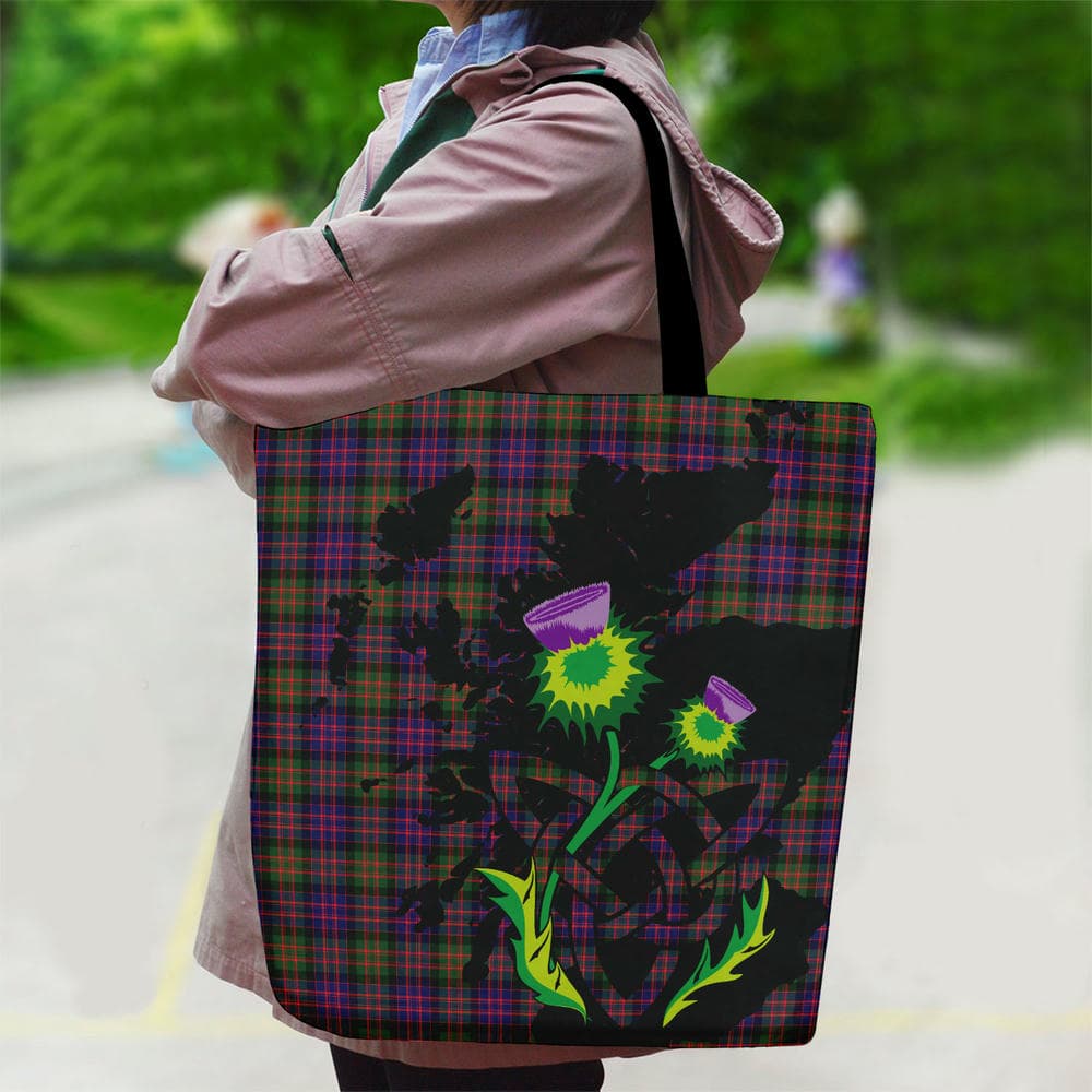 Scottish MacDonald Modern Tartan Canvas Bag With Shoulder Strap With Thistle - Image 2
